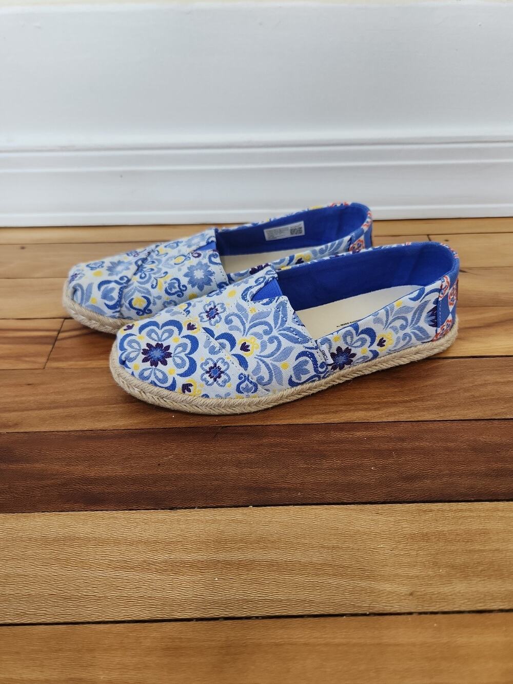 TOMS ALPARGATA WomenCanvas Slip On Espadrille Boho 7.5 Mediterranean Blue